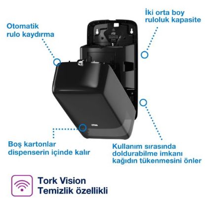 Tork Çift Rulo Tuvalet Kağıdı Dispenseri Siyah resmi