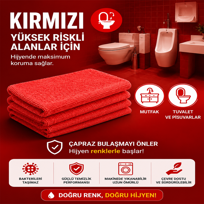 Microfiber Parlak Temizlik Bezi 40x40  55 Gr  Kırmızı resmi
