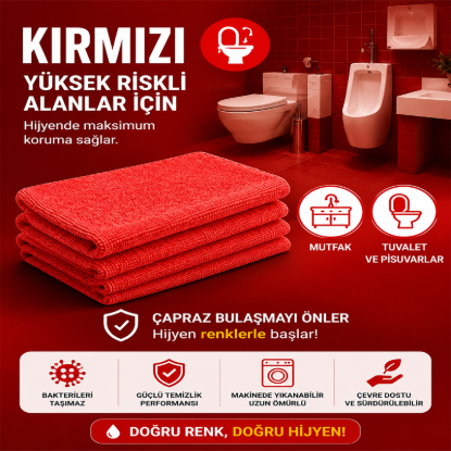 Microfiber Parlak Temizlik Bezi 40x40  55 Gr  Kırmızı resmi
