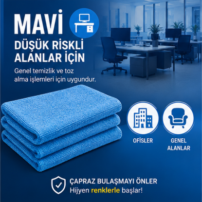 Microfiber Parlak Temizlik Bezi 40x40  55 Gr Mavi resmi