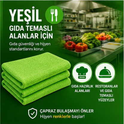 Microfiber Parlak Temizlik Bezi 40x40  55 Gr Yeşil resmi